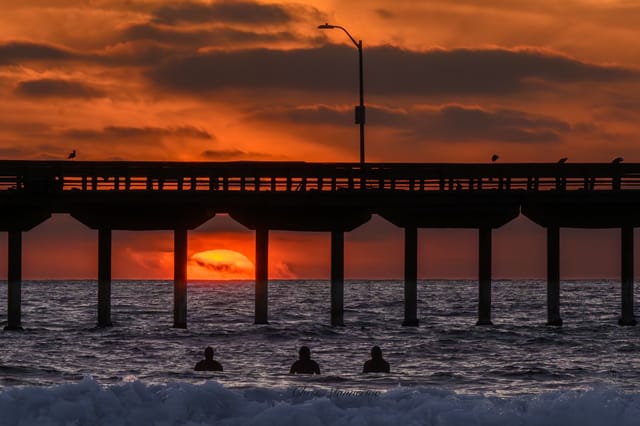 Sunset under the Ocean Beach pier tonight. San Diego.jpg